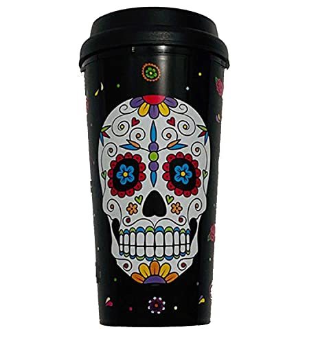 Forum Novelties NEW Day-of-the-Dead SUGAR SKULL Double Wall TRAVEL TUMBL... - $4.92