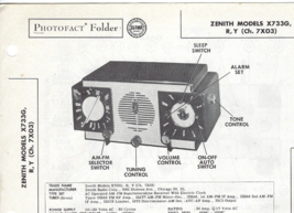 1956 ZENITH X733G Tube AM CLOCK RADIO Photofact MANUAL X733R X733Y 7X03 ... - £7.77 GBP