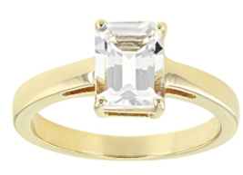 White Topaz Birthstone April 18K Gold Sterling Silver Ring 6 7 8 9 10 - £119.89 GBP