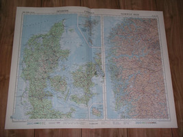 1955 Vintage Map Of Denmark Western Norway / Faroe Islands / Scale 1:1.000,000 - $24.41