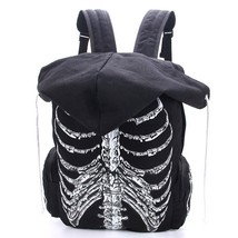 backpack punk skeleton rusksack hooded rusksack Skeleton School bag punk women b - $102.84