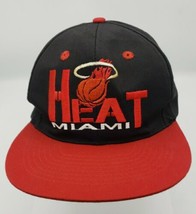 Vintage 1990s 90s G.C.C. Miami Heat Logo spell out snapback hat black red - £14.17 GBP