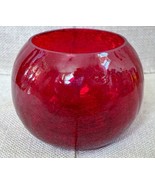 Red Crackle Glass Round Bowl Candle Holder Gothic Edgy - £10.52 GBP