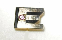 Vintage 10k Yellow Gold RUBY Initial E Scarf Pin Necktie Pin - £46.32 GBP