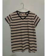 Miss Juli Navy White Stripe Blouse Shirt Short Sleeve Medium - £2.83 GBP