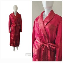 Vintage Men Asian Oriental Silk Brocade Smoking Wrap Robe S - $143.55
