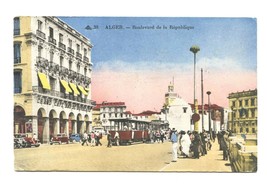 Army Censor Stamp PM 1943  Postcard Alger Boulevard de la Republique - $9.89