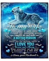 I Love You Forever Romantic Couple Wolf Custom Blankets For Wife From Husband - £46.45 GBP+