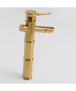 Gold Pvd Bamboo Style lavatory Vessel Sink tall Faucet tap deck mount New - £77.39 GBP