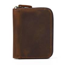 Men&#39;s Leather Zipper Around Wallet With Coin Pocket - £36.27 GBP