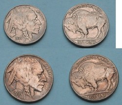 Buffalo Nickels...2 coins--AU or better grade....1936 and 1936--A.. - £13.30 GBP