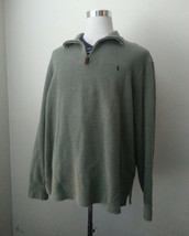 Polo Ralph Lauren Men Size XL Cotton Sweater Zip Neck Light Green  - £22.80 GBP