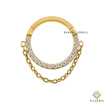 Juliette Septum Clicker | 14K Solid Gold Piercing | Prong Set Dainty Dai... - $3,330.64 MXN