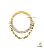 Juliette Septum Clicker | 14K Solid Gold Piercing | Prong Set Dainty Dai... - $173.00