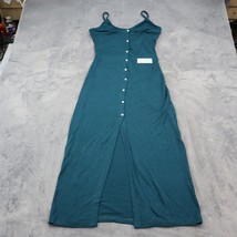 Elia Cher Dress Womens S Teal Sleeveless Front Slit Button Up Tank Casua... - $24.63