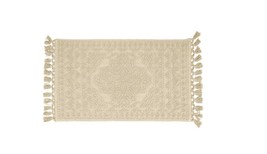 French Connection Nellore Taupe Grey 20 x 34 in. Fringe Cotton Bath Rug - £23.75 GBP
