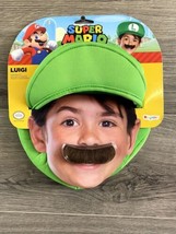 Super Mario Luigi Kid Costume Accessory Kit Hat Mustache World of Nintendo - £9.93 GBP