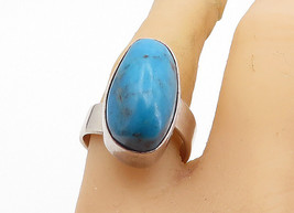 925 Sterling Silver - Vintage Turquoise Shiny Oval Cocktail Ring Sz 8.5 - RG7160 - £38.21 GBP