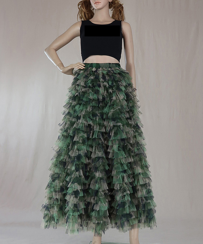 Army pattern maxi tulle skirt  2 