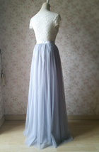 Light Gray Floor Length Tulle Skirt Bridesmaid Custom Plus Size Skirt Outfit image 7