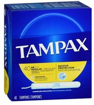 Tampax Cardboard Applicator Tampons, Regular, Unscented, 40 count, 2 Pack - $13.98