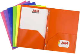 JAM PAPER Plastic Color POP Folders - 2 Pocket Durable Folders with Metal Prongs - £14.92 GBP