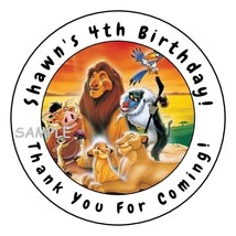12 Personalized Lion King Birthday Party Stickers labels favors round tags - $11.99