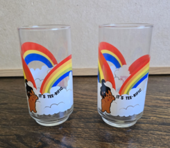 Vintage Tastee Freez Drinking Glass Lot of 2 1980s Rainbow Graphic - $29.95