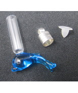 Dolphin Blue Glass Vial 1&quot; Tiny Bottle Charm Stones Ashes Pet Fur Pendan... - $12.86