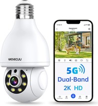 Wesecuu Light Bulb Security Camera, 2.4G/5G Wifi Security Cameras Wireless - £29.93 GBP