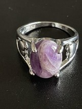 Purple Amethyst S925 Sterling Silver  Woman Engagement Ring Size 8 - £11.87 GBP