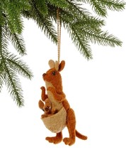 Kangaroo With Joey Ornament Hand Made Wool Felt Silk Road Bazaar - £19.10 GBP