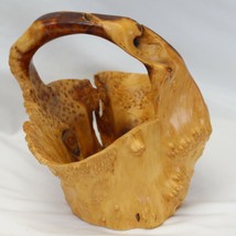 Burl Wood Basket Bowl Large Vintage Hand Carved Boho Folk Art  - £54.75 GBP