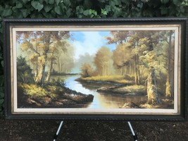 An item in the Art category: HUBERT BAUER Original 1950s HUGE WESTERN LANDSCAPE Modern Impressionist Canvas