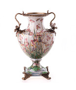 Porcelain And Bronze Vase With Elegant Dragonfly Motif - $499.00