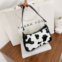 Cow Milk Print Pattern Baguette Bag For women 2022 Bright PU Leather Small Shoul - £13.49 GBP