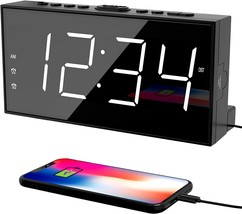 (White Digits) Alarm Clock for Bedroom, 2 Alarms Loud LED Big Display Clock - £23.15 GBP