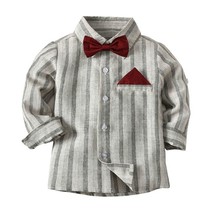 Baby Boys Shirts Children&#39;s Long Sleeve Formal Red Shirt Gentleman Tops With Bow - £39.75 GBP