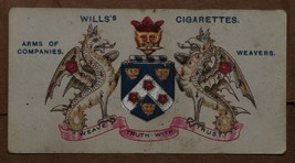 Vintage Wills Cigarette Cards Arms Of Companies Weavers Company No # 24 Number - £1.36 GBP