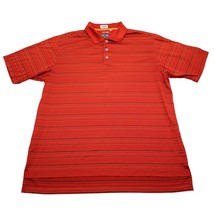 Adidas Shirt Mens Large Red Blue Polo Striped Lightweight Golf Golfer Ou... - £14.63 GBP