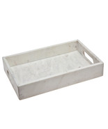 16&quot; White Rectangular Marble Serving Tray With Handles - $2,338.12 MXN