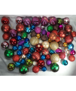 Large Mixed Lot of 80 Round Ball Christmas Ornaments Holiday Colorful - $10.84