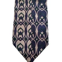 Geoffrey Beene Silk Neck Tie Navy Blue Silver Patterened - £11.99 GBP