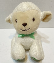 Prestige Baby Mini 5&quot; Plush Lamb with Green Ribbon Lovey Stuffed Toy - £9.11 GBP