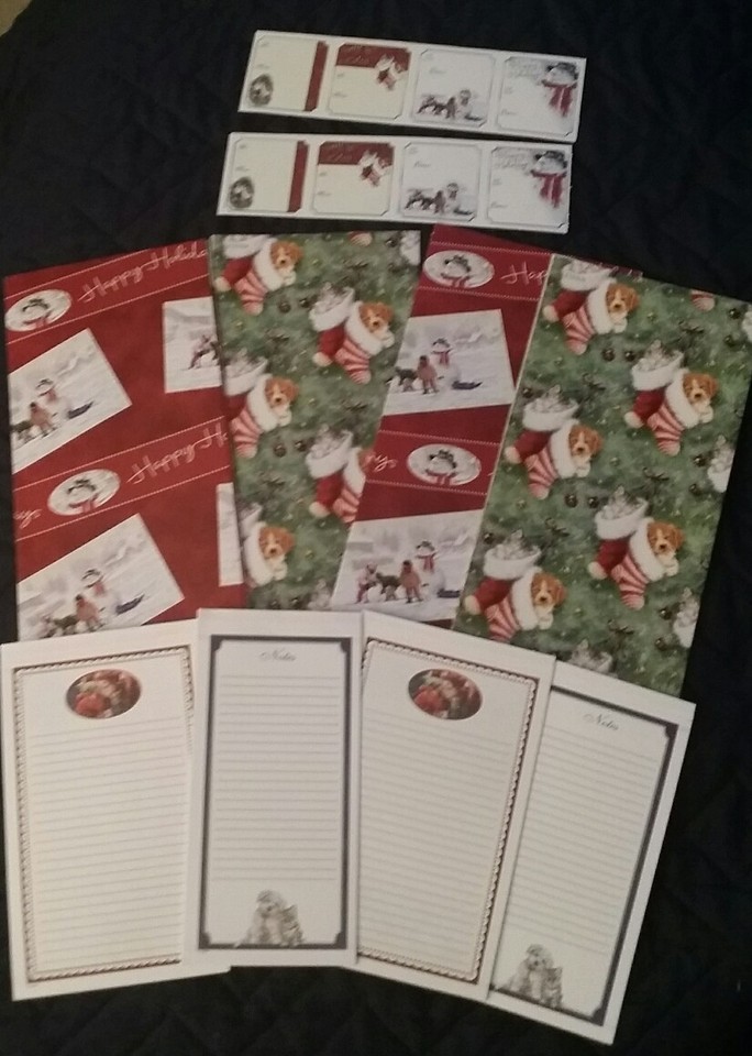  SALE》  Christmas Holiday Gift Wrap Paper, Gift Tags, Notes》Pets, Snowman - $6.57