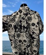 Big Skull Hawaiian Shirt Mens Tropical Button-Up Casual Aloha Beachwear~... - €28,66 EUR