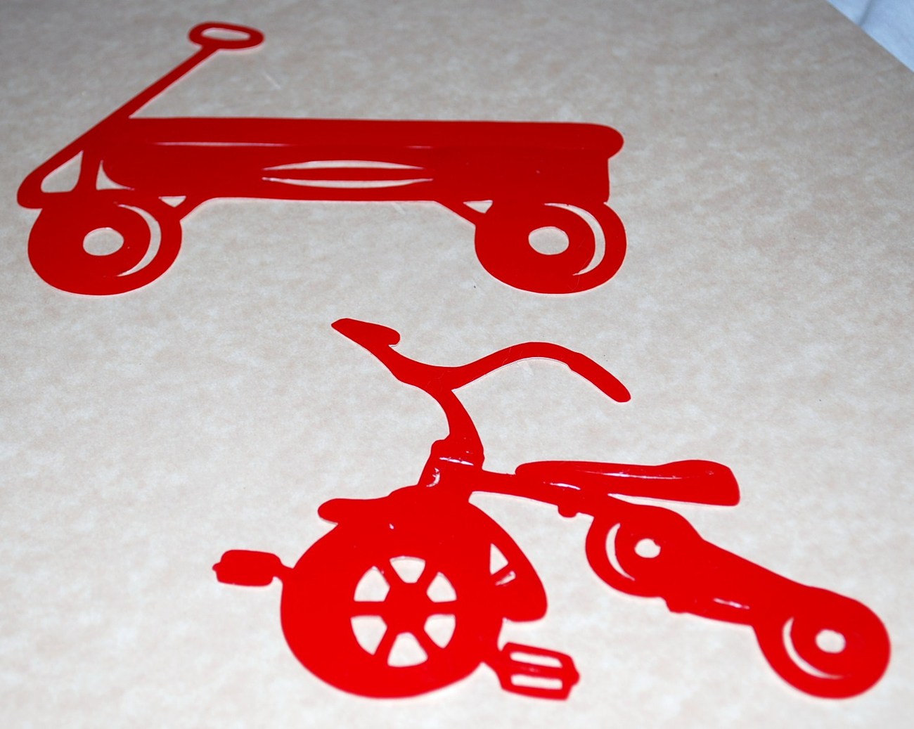 Red Wagon and Tricycle Wall Decals Crafts Hobbies