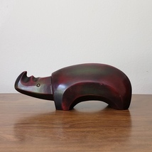 Ceramic Rhinoceros, Folk Art Wildlife Figurine Made in Mexico  - $23.00