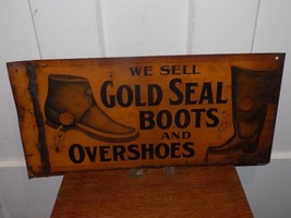 Vintage Goodyear Rubber Co. Gold Seal Boots and Overshoes Double Sided Sign - $10,938.81 MXN