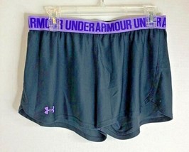 Under Armour Womens Sz S Short Shorts Black With Purple Spellout waist Pull on - £10.06 GBP